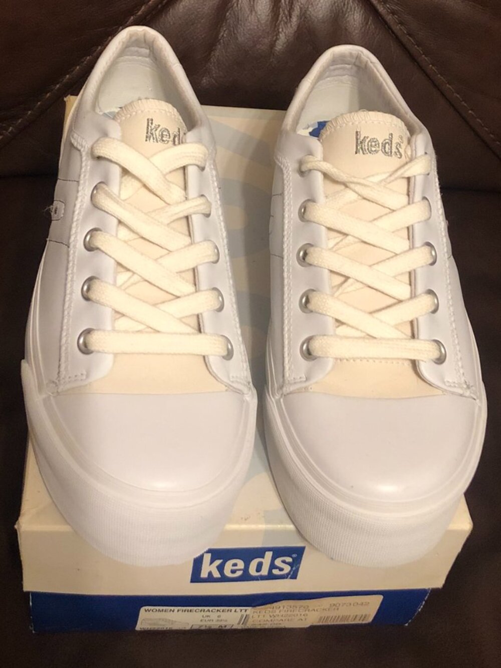 VTG 90s Keds Firecracker LTT White Leather Platform Sneakers 7.5